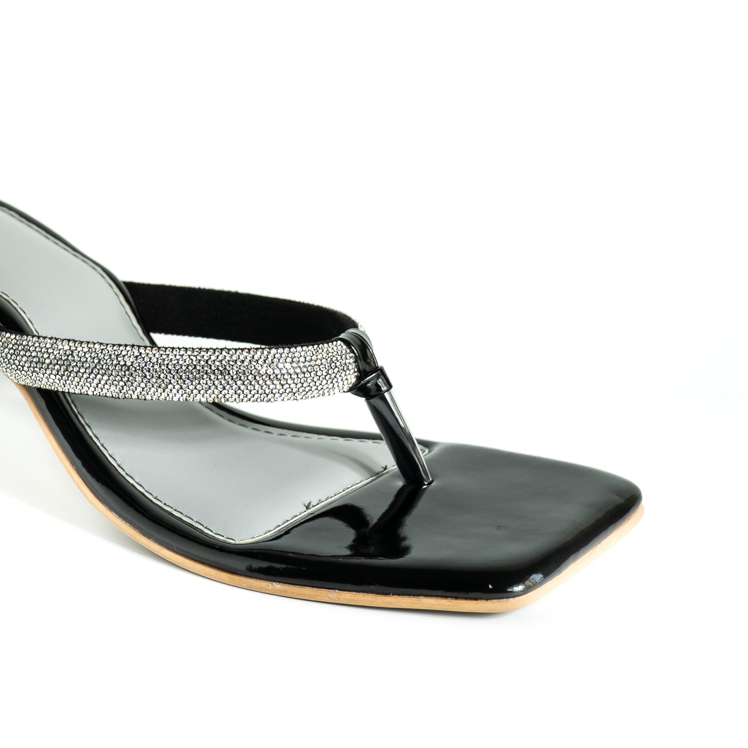 Embellished Thong-Strap Chunky Heeled Sandals